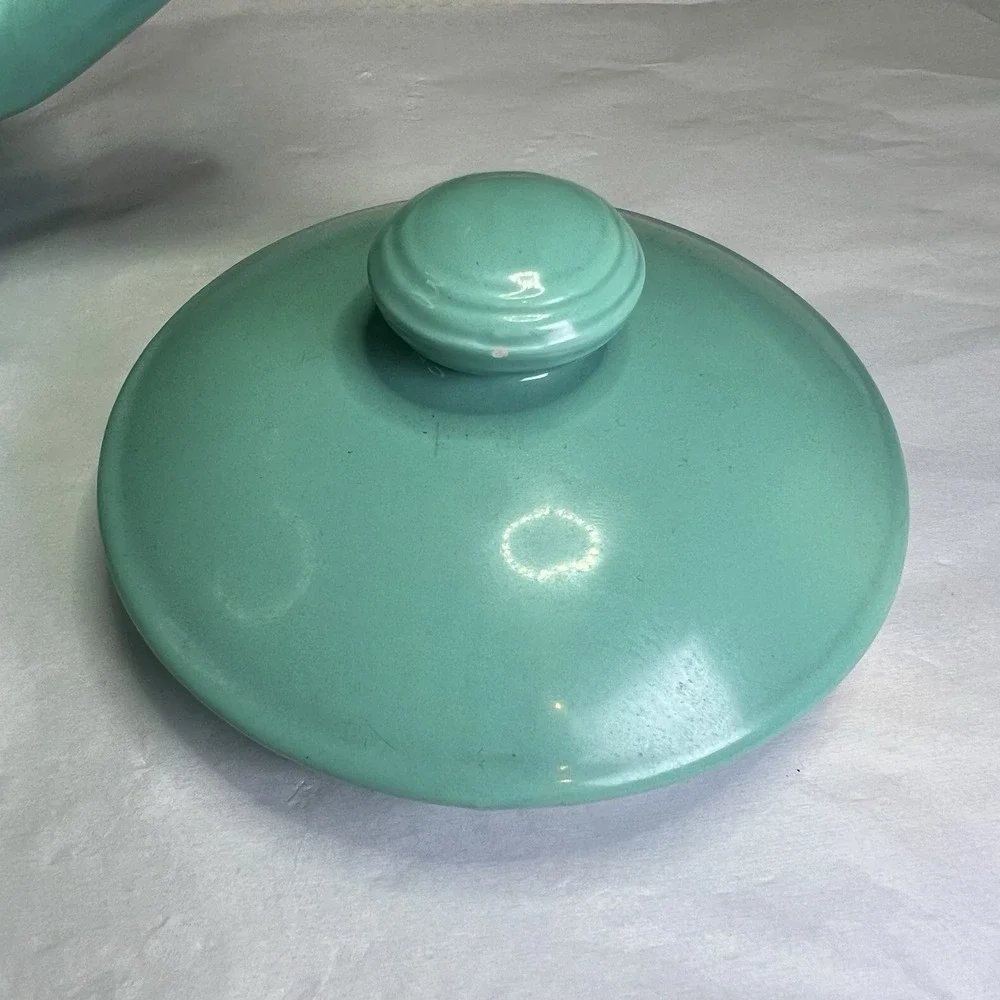 Vintage Cracker Barrel Tea‎ Pot Blue Ceramic Aqua Green